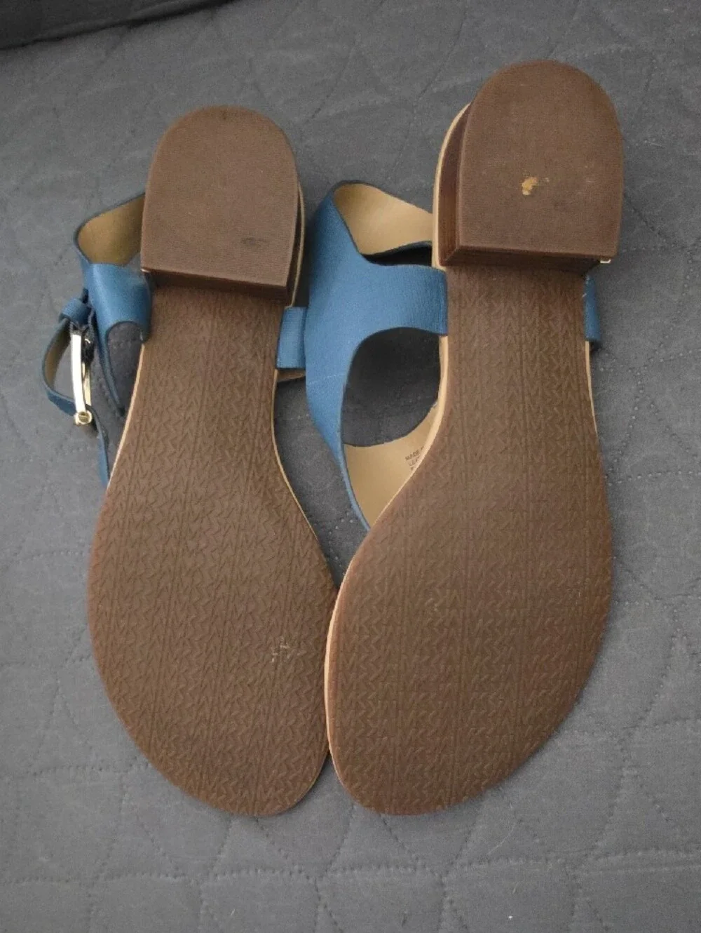 Michael Kors Teal Slingback Thong Sandals with Gold Buckle